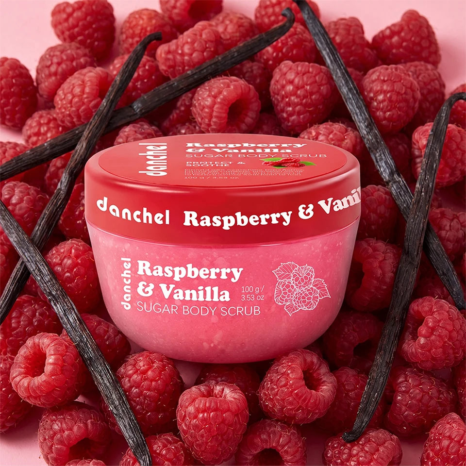 Raspberry & Vanilla Sugar Body Scrub for Smooth Exfoliated Skin