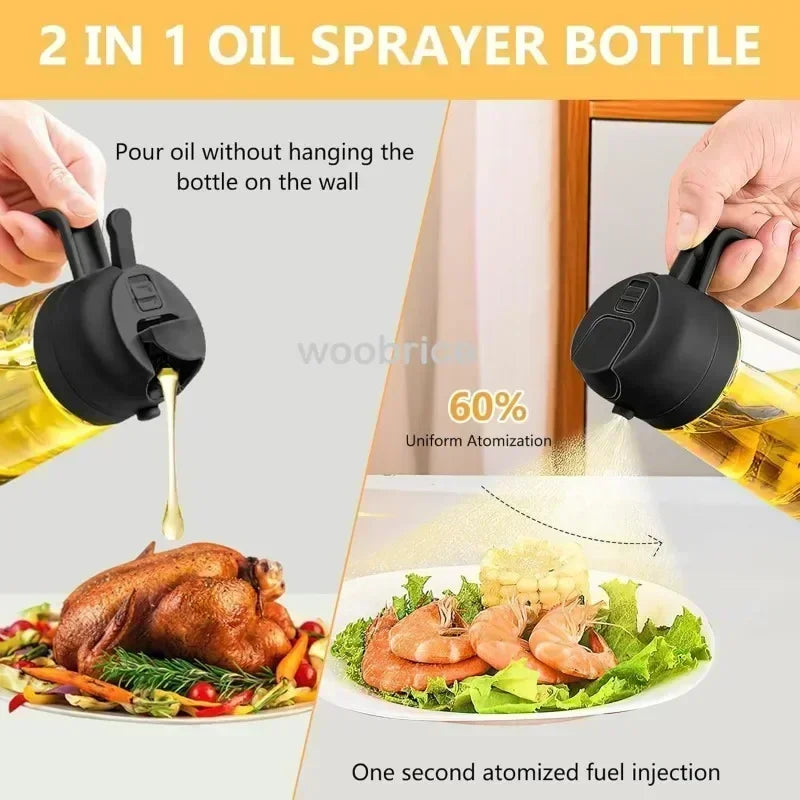 2-in-1 Glass Oil Dispenser and Spray Bottle