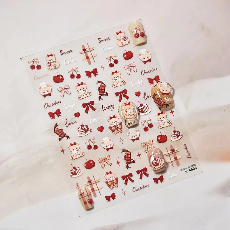 3D Christmas Cartoon Self-Adhesive Nail Art Decal Stickers