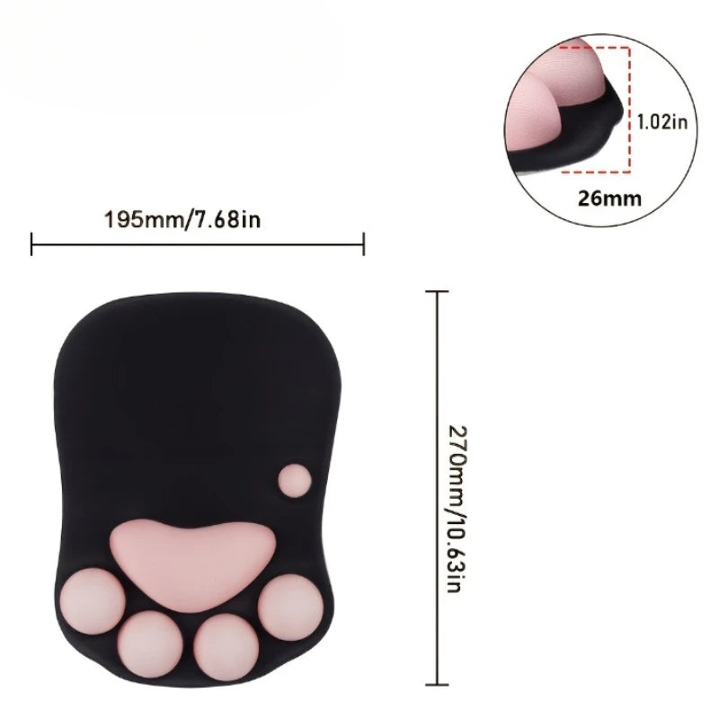 Ergonomic Cat Paw Wrist Rest Mouse Pad