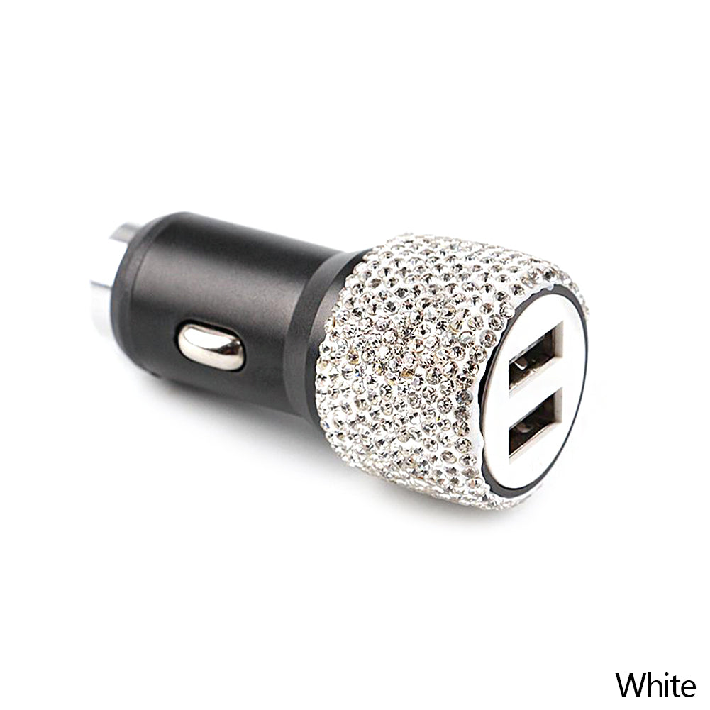 Dual Port Rhinestone USB Car Charger - 18