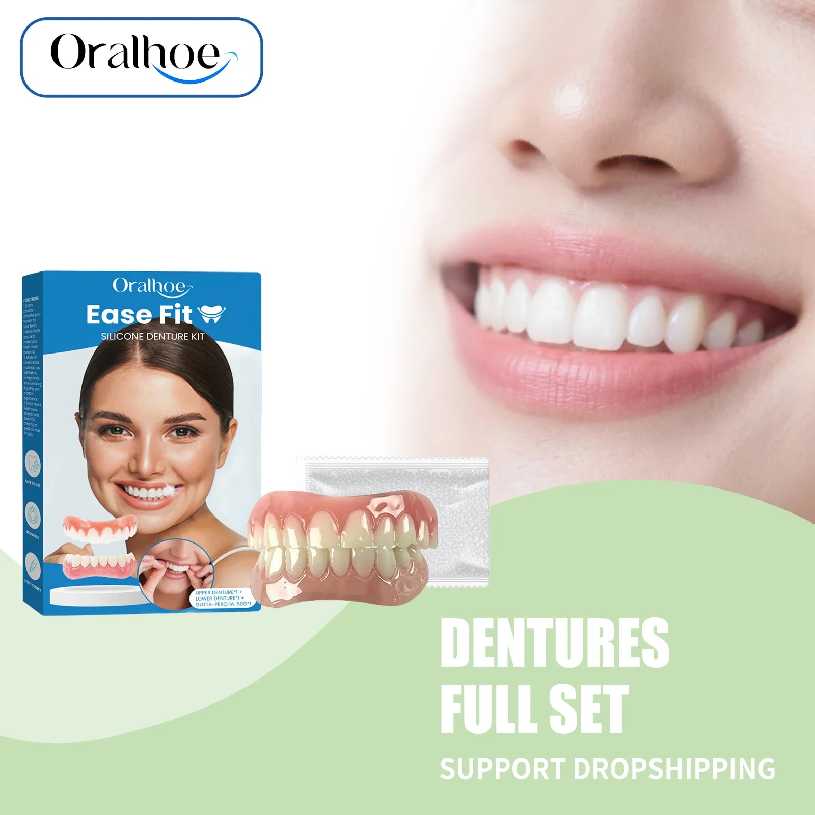 Comfortable Silicone Full Denture Set for Natural Smile Restoration - 1