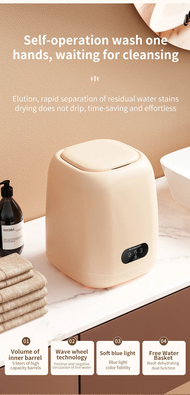 Portable Mini Washing Machine for Underwear and Small Clothes
