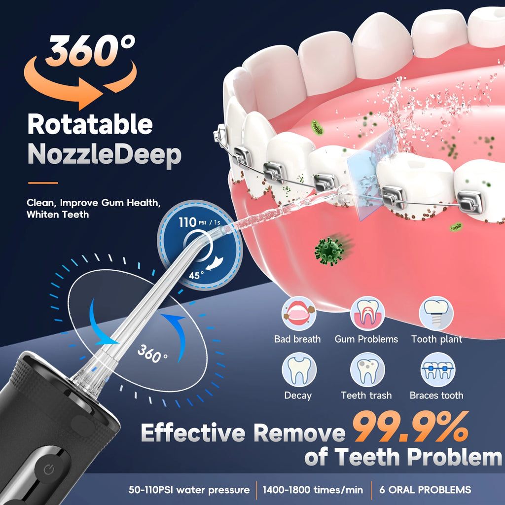 Portable Cordless Water Flosser for Teeth Cleaning