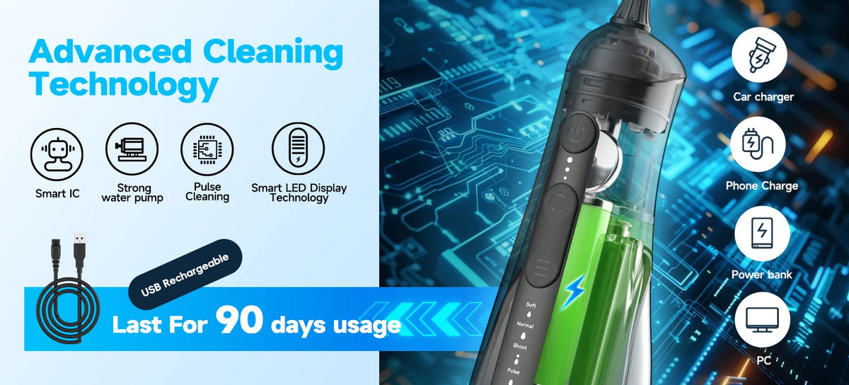 Portable Electric Cordless Water Flosser for Teeth Cleaning