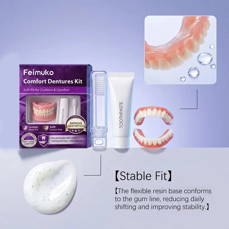 Comfortable Silicone Full Set Dentures for Instant Smile - 4