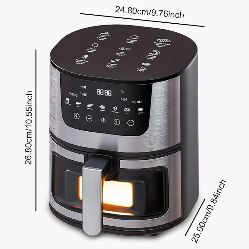 4.5L Stainless Steel Digital Oil-Free Air Fryer - 6