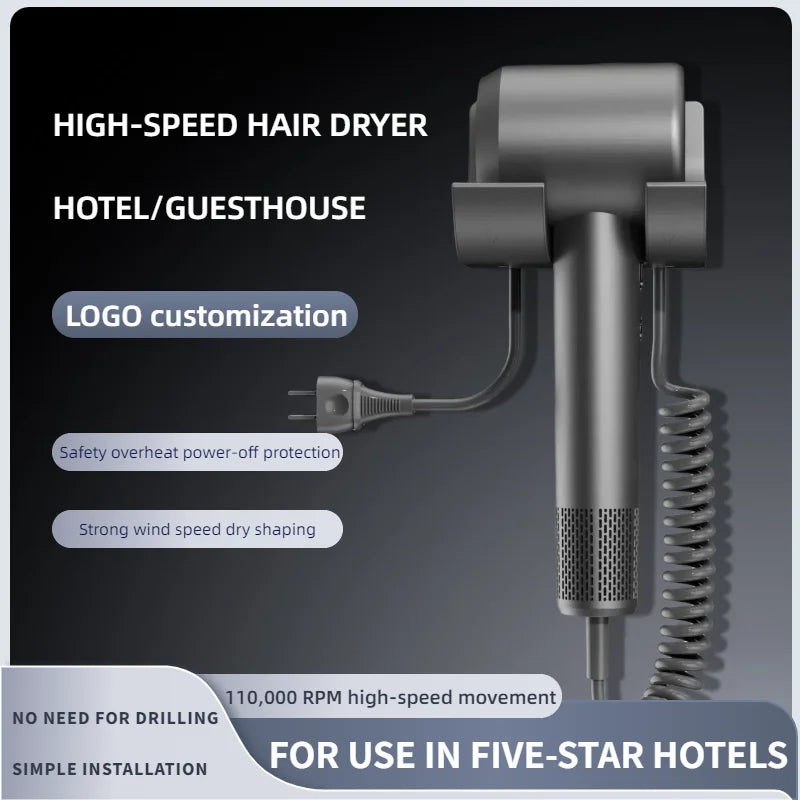 Wall-Mounted Ionic Hair Dryer for Home and Bathroom