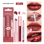 3-in-1 Waterproof Lip Liner, Lipstick, and Gloss Makeup Kit