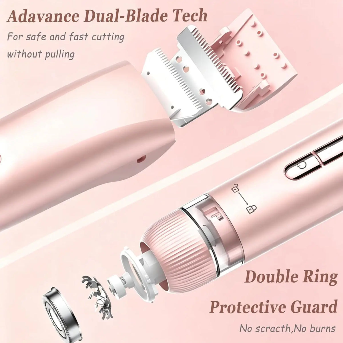 2-in-1 Waterproof Electric Bikini and Body Hair Trimmer for Women