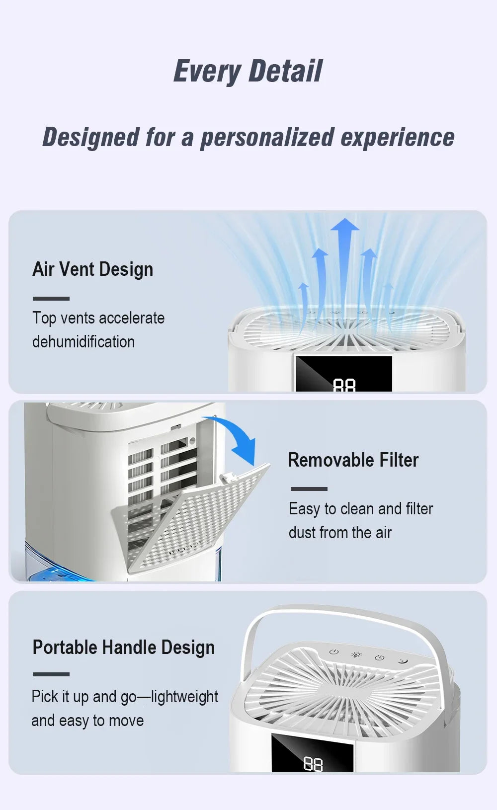 1000ML Portable Smart Dehumidifier for Home and Bedroom - 18
