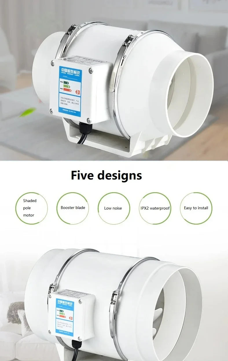 Inline Duct Exhaust Ventilation Fan for Kitchen and Bathroom