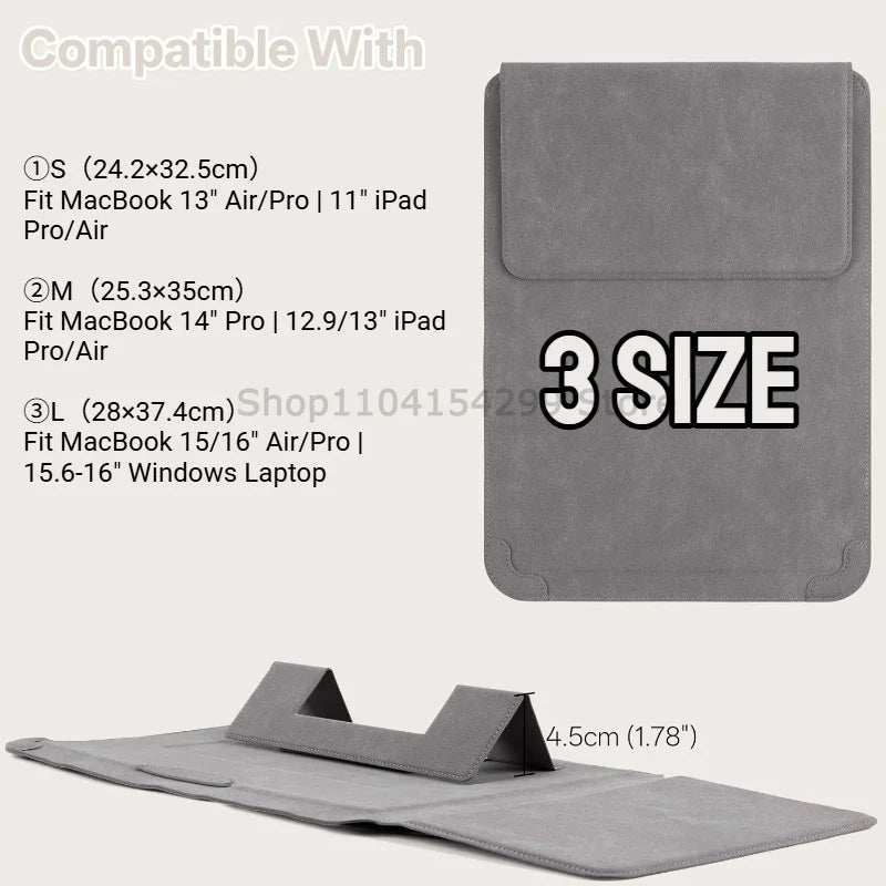 3-in-1 Foldable Laptop Sleeve with Stand and Mouse Pad