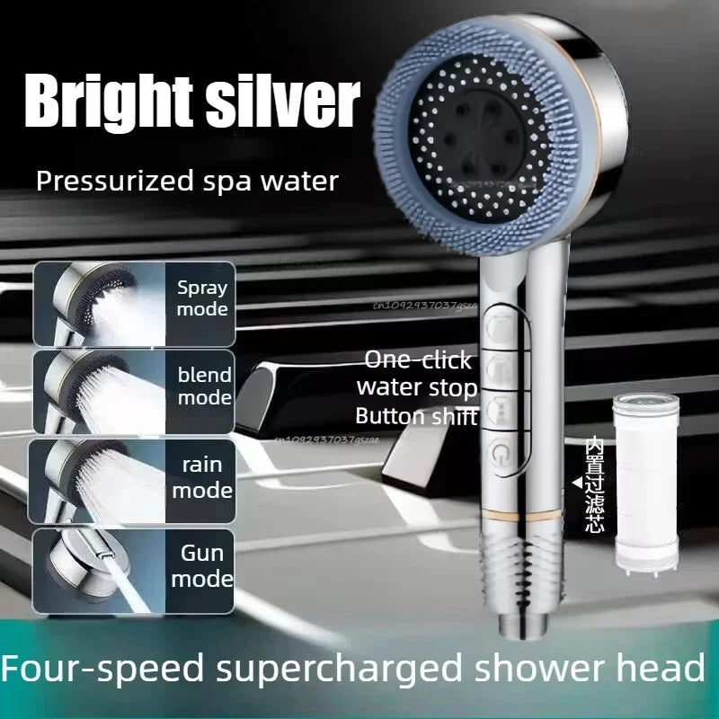 4-Mode High-Pressure Water Saving Handheld Shower Head