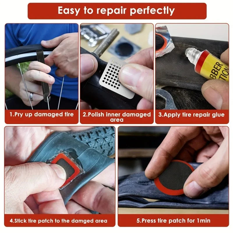 55-Piece Bicycle Tire Puncture Repair Kit