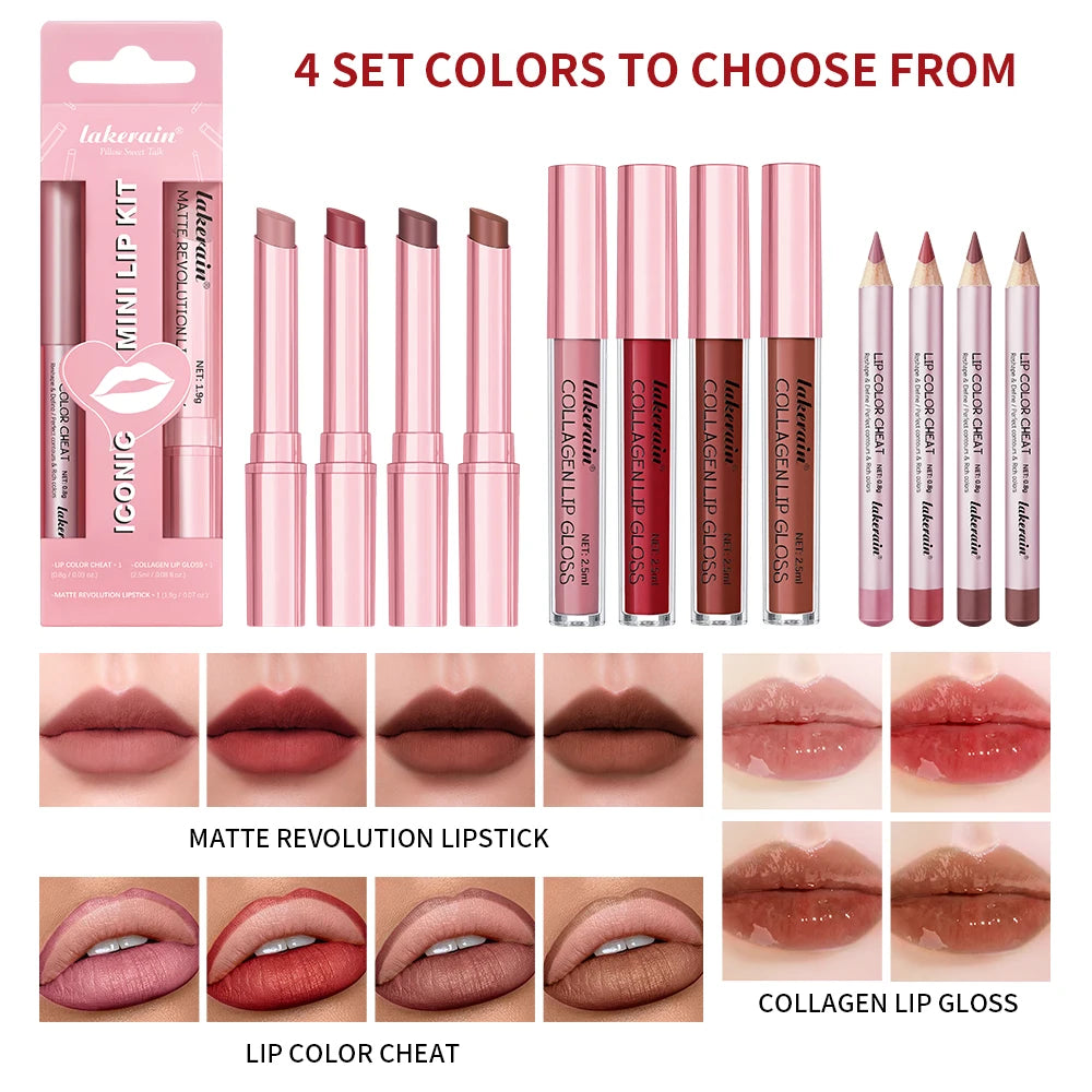 3-Piece Waterproof Matte Lip Makeup Set