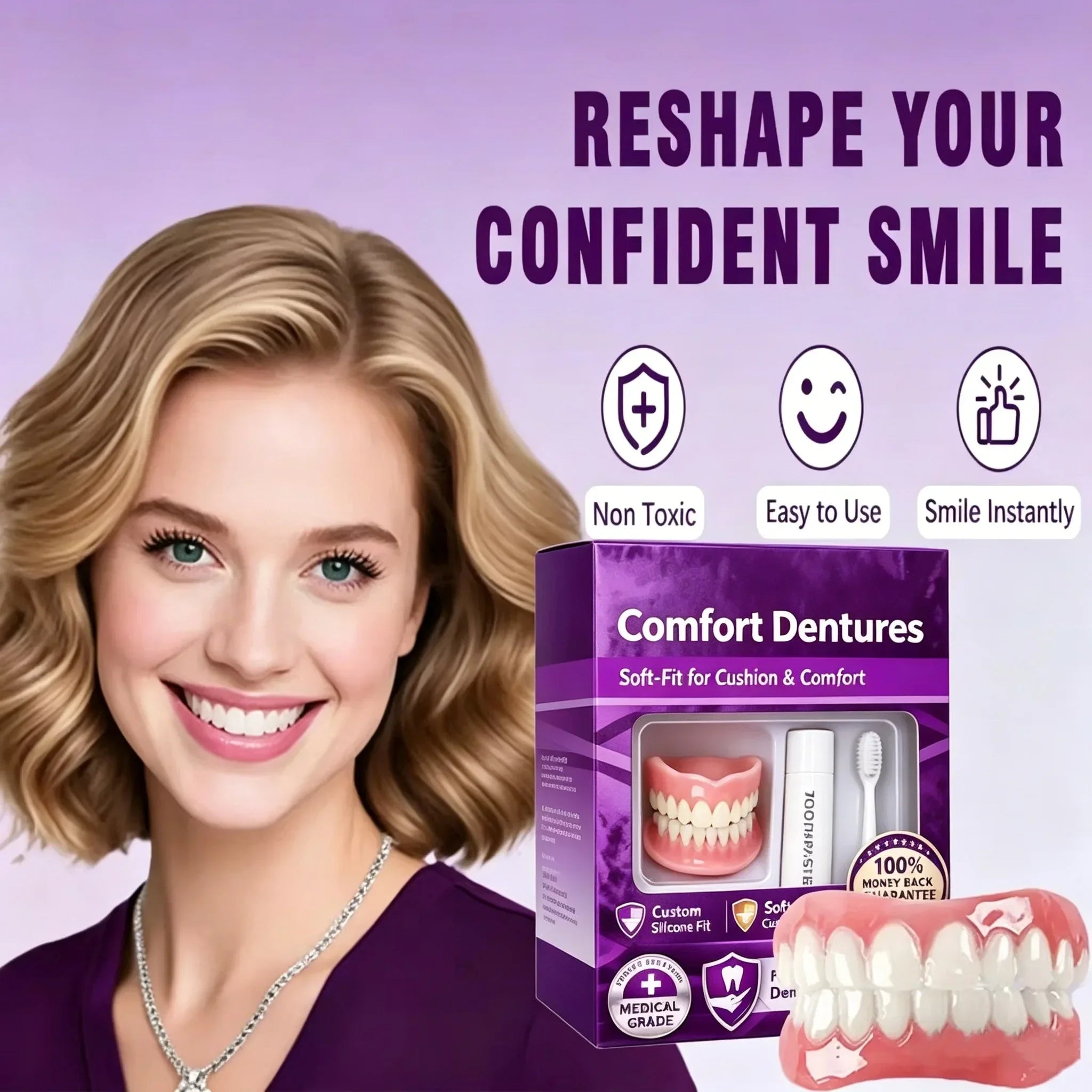 Comfort Fit Cosmetic Dentures for Natural Smile - 9