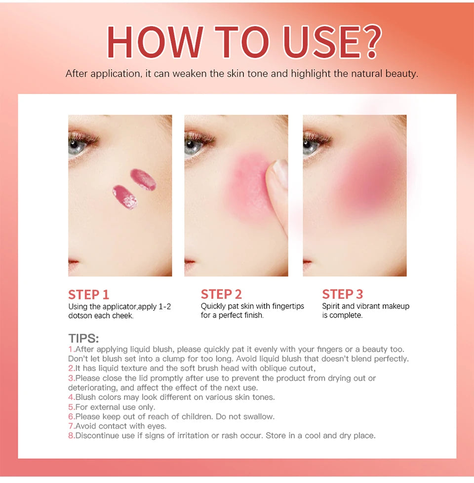 Waterproof Liquid Cheek Blush for Natural Makeup - 15