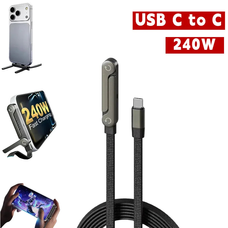 Fast Charging Cable with Integrated Phone Stand