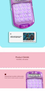 Portable Mini Transparent Flip Calculator with Keychain