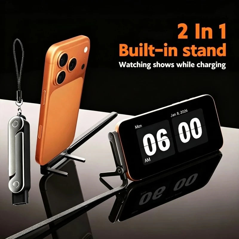 2-in-1 Fast Charging Cable with Built-in Foldable Phone Stand
