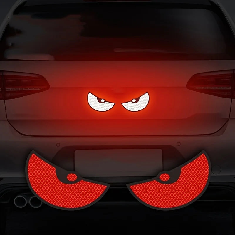 Reflective Devil Eye Car Decals for Enhanced Night Safety - 12