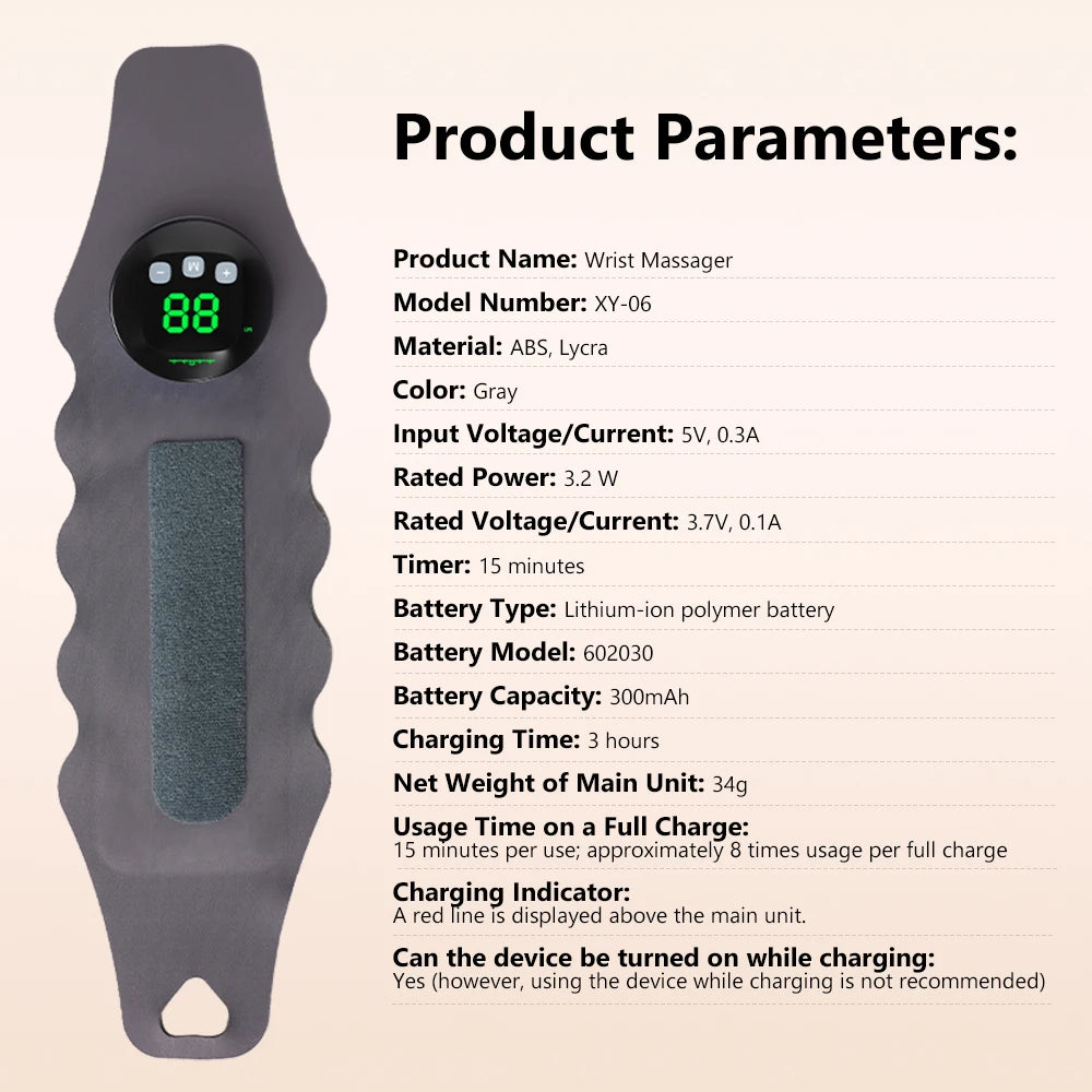 Microcurrent Wrist Massager for Hand Pain Relief