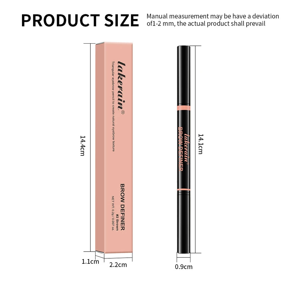 Waterproof Triangular Tip Eyebrow Pencil with Grooming Brush