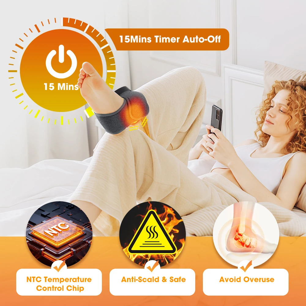 Wireless Heated Vibration Ankle Massager for Pain Relief