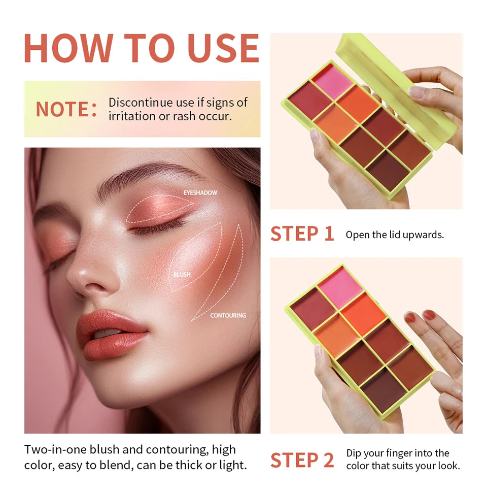 8-Color Cream Blush and Contouring Makeup Palette - 14