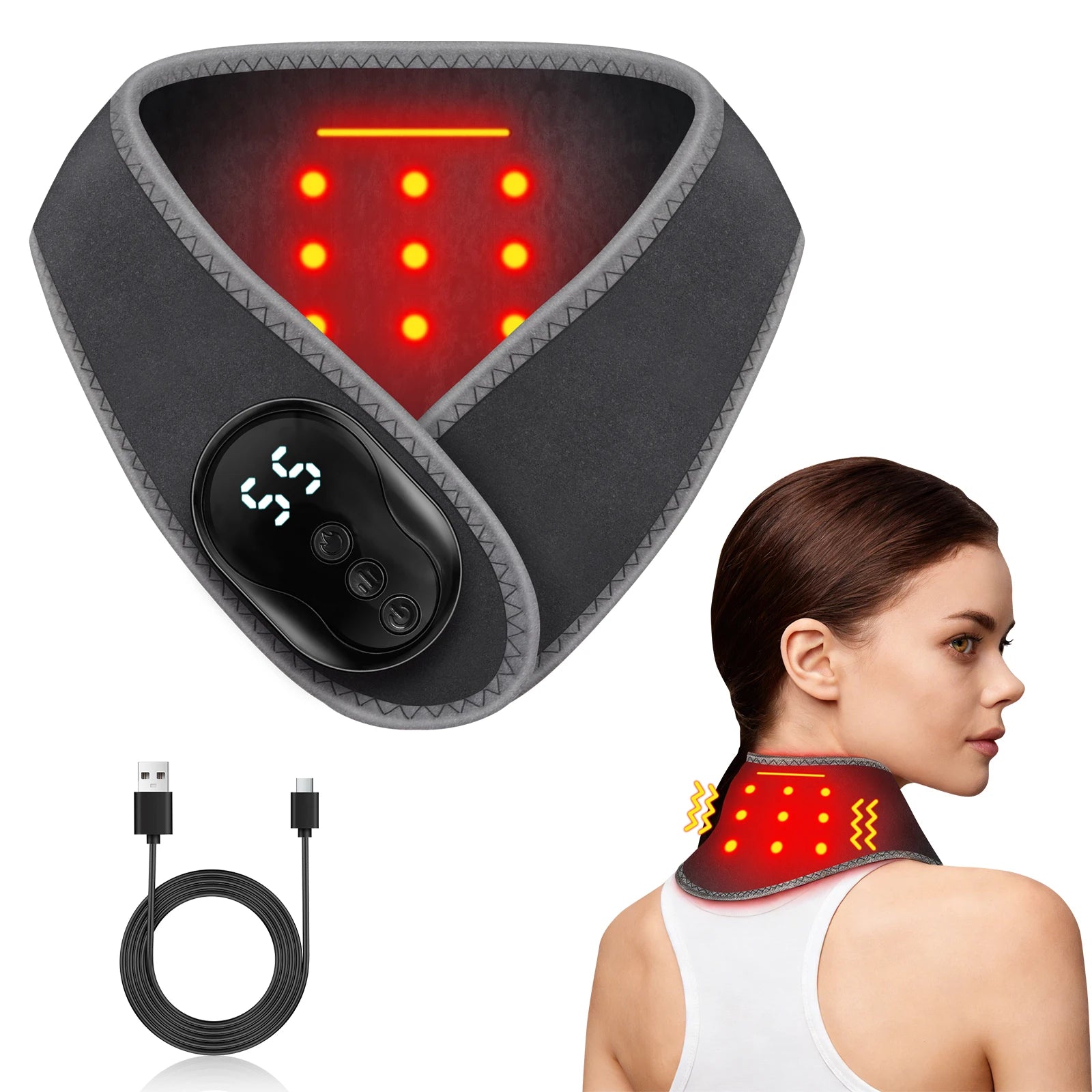Portable Cordless Neck Massage Wrap with Vibration - 7