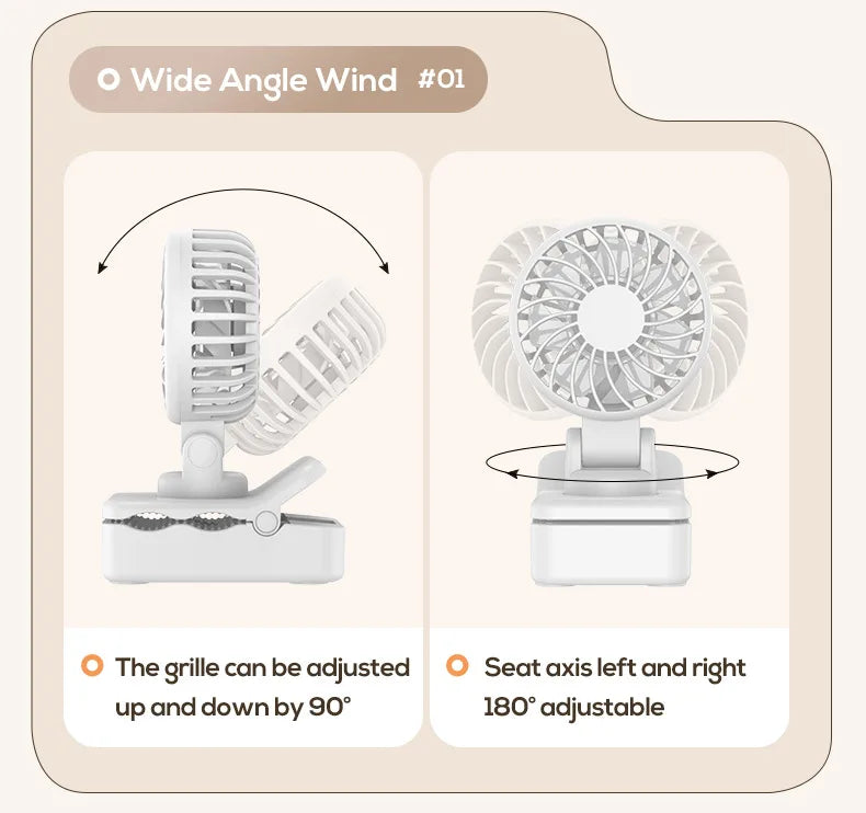 Portable USB Rechargeable Clip-On Cooling Fan - 14