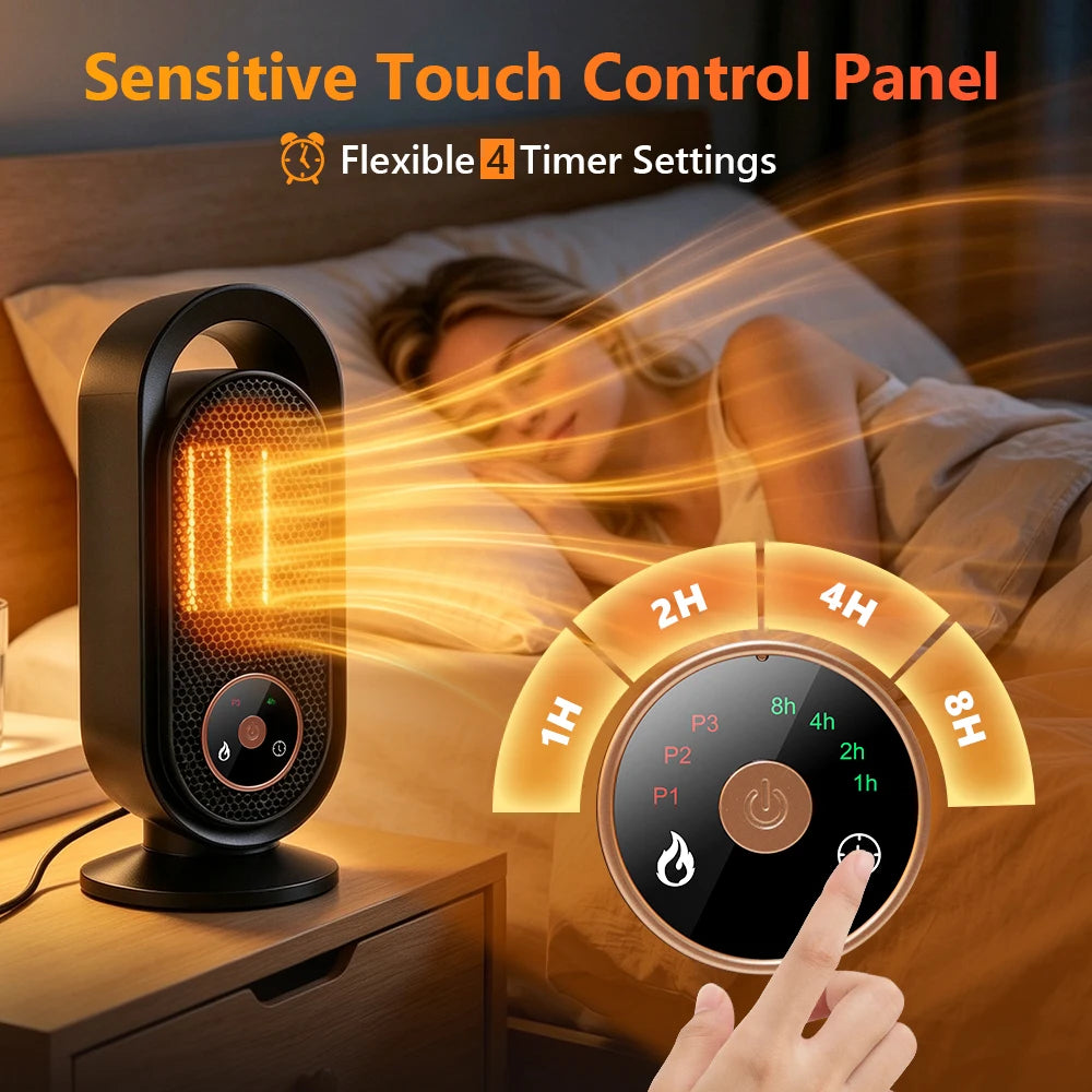 Portable Electric Ceramic Desktop Heater with Timer - 8