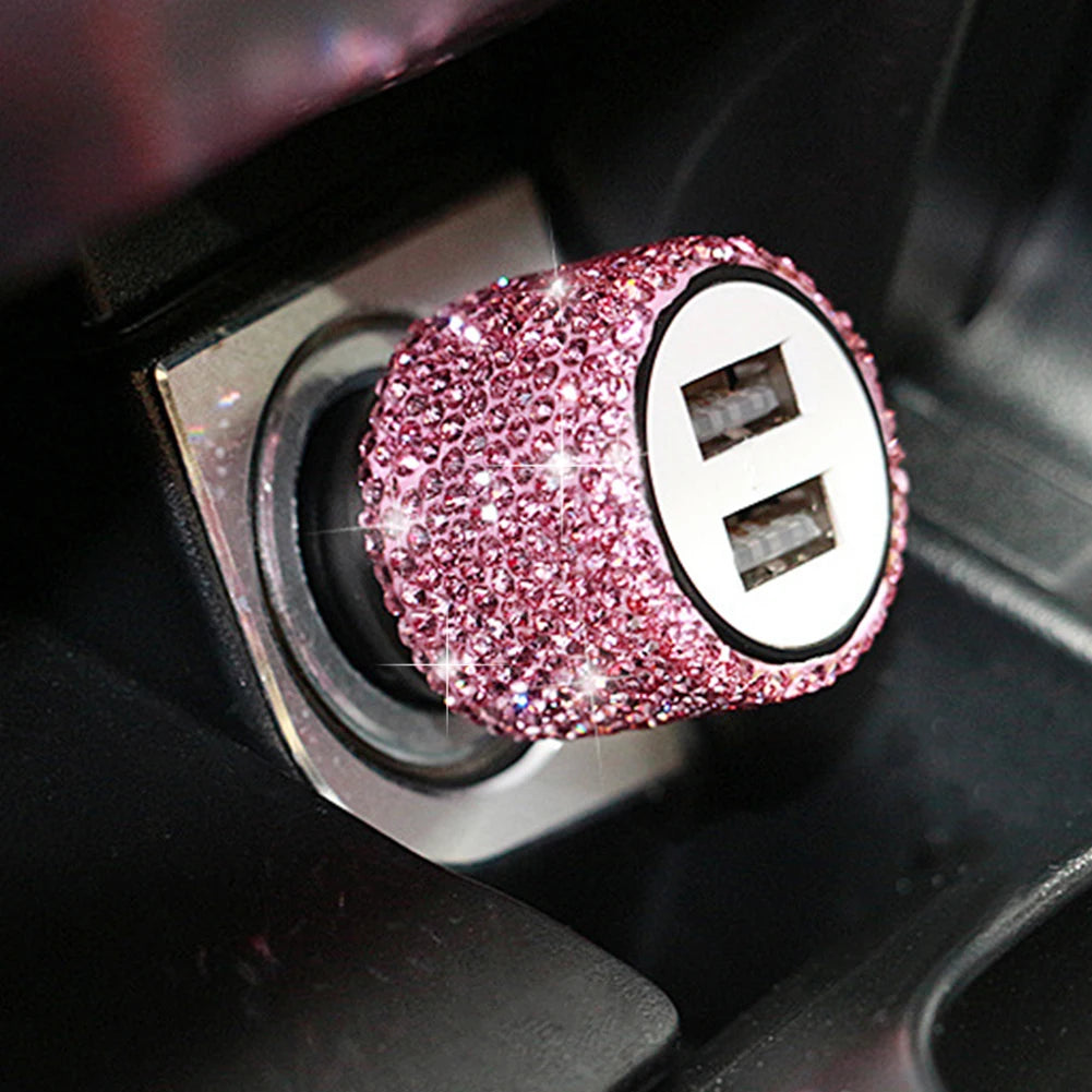 Dual Port Rhinestone USB Car Charger