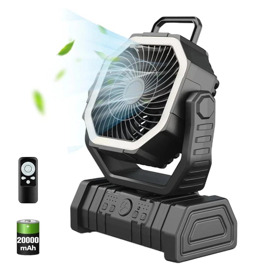 Portable LED Camping Fan with 20000mAh Battery and Remote