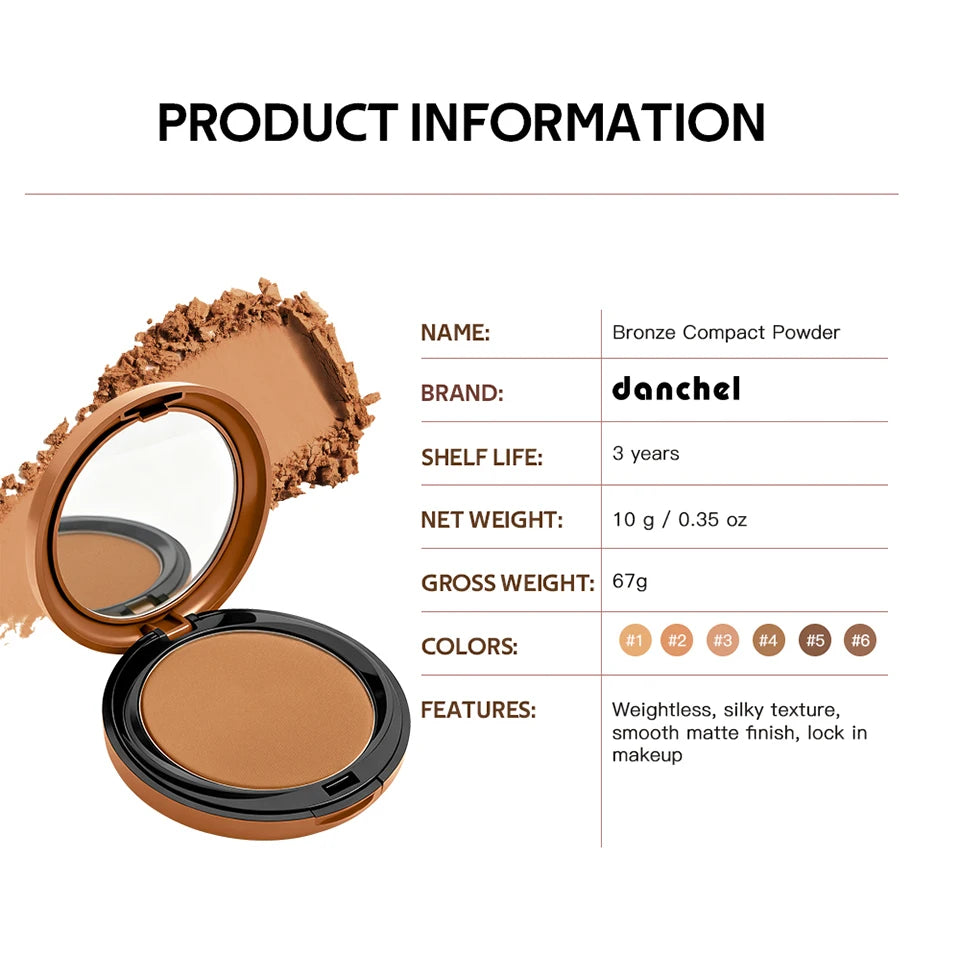 Matte Bronze Pressed Powder for Facial Contouring and Setting