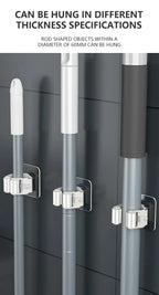 Self-Adhesive Wall-Mounted Mop and Broom Organizer