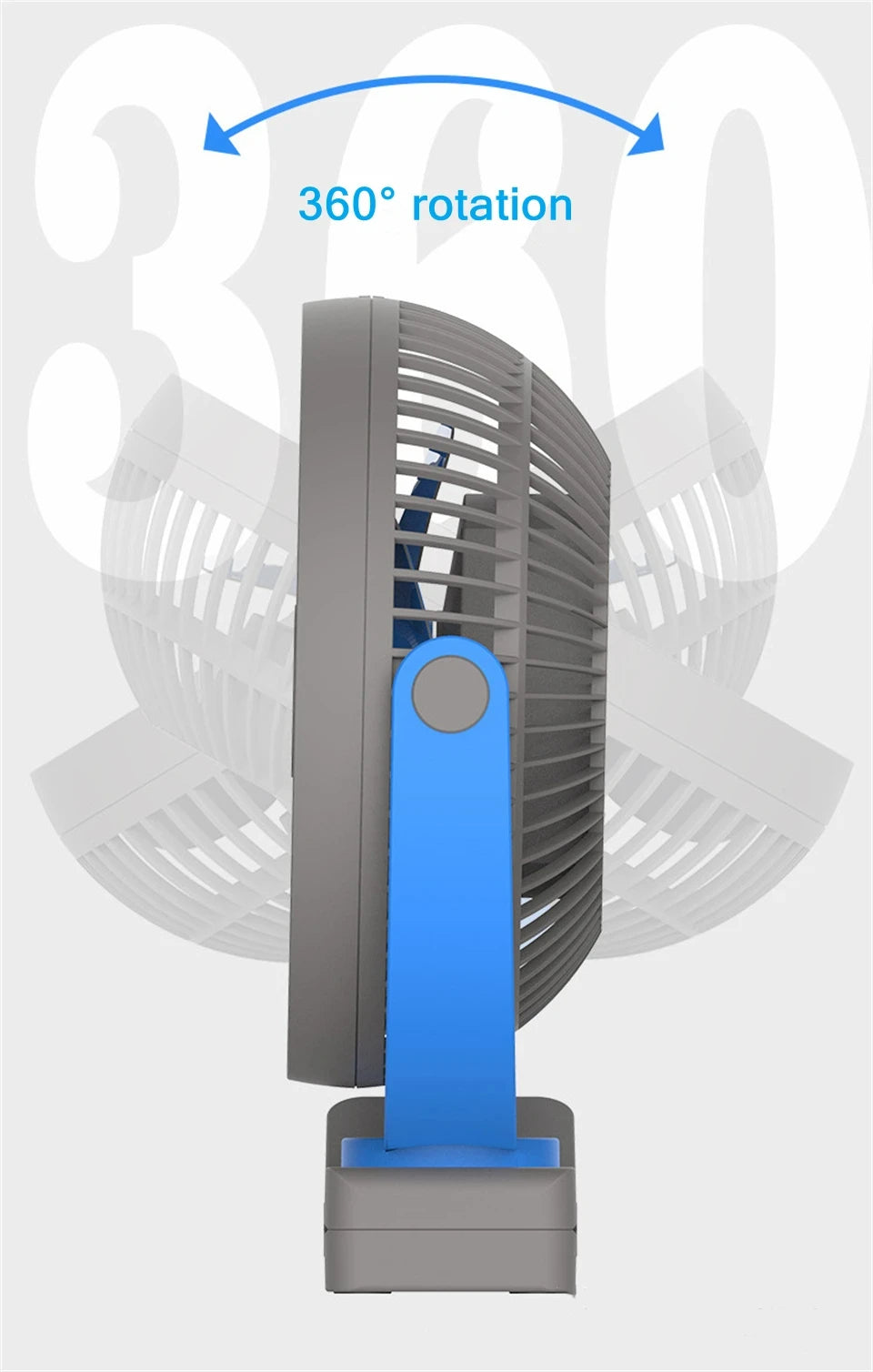 Portable Rechargeable Clip-On Desk Fan with 10000mAh Battery - 13