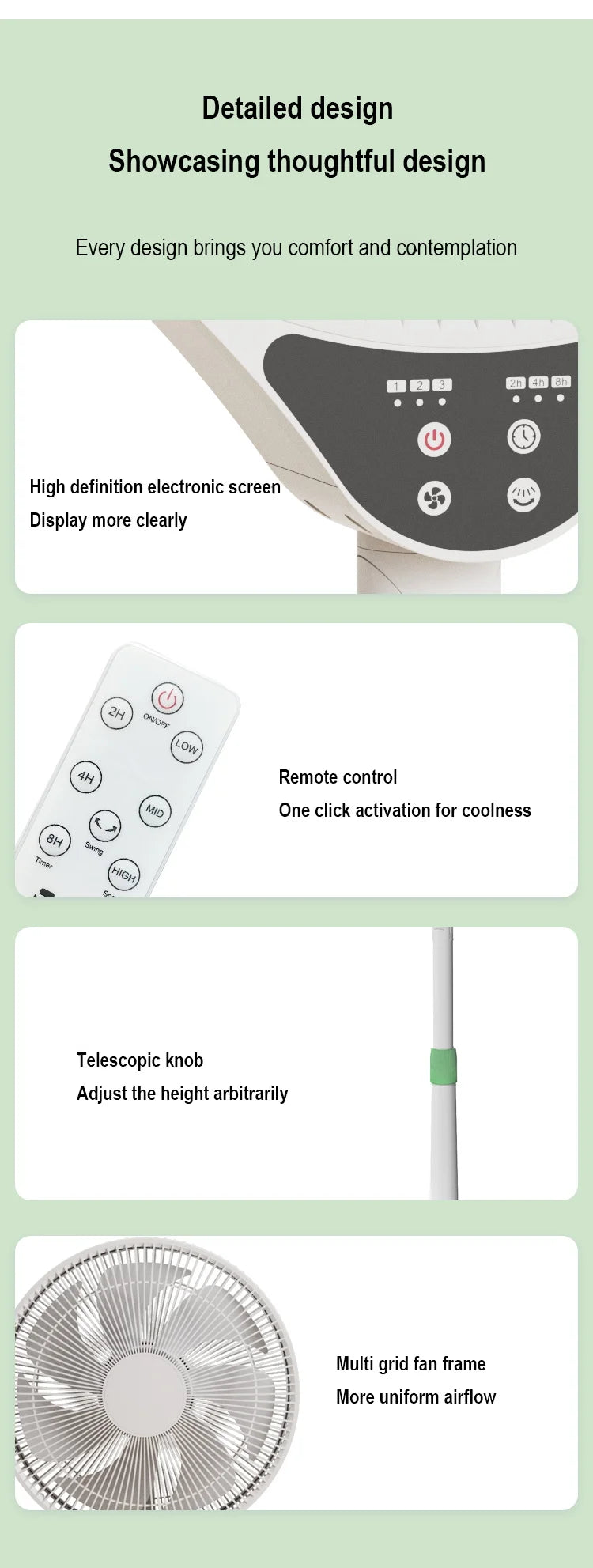 Adjustable Remote Control Stand Floor Fan for Home and Office - 19