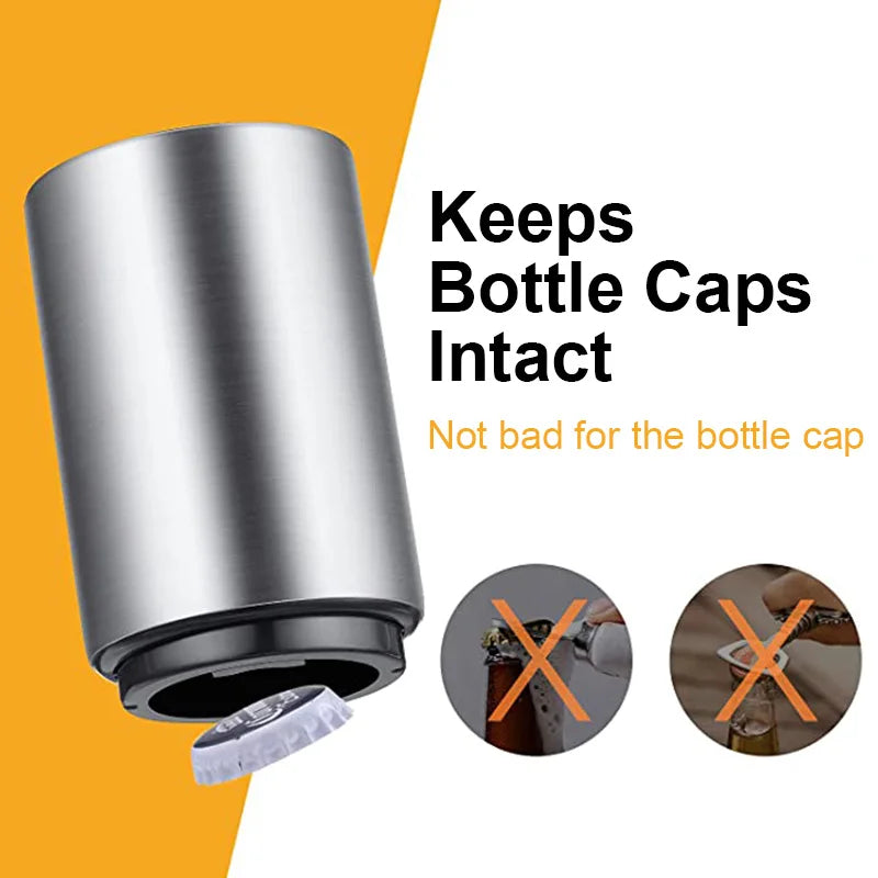 Automatic Stainless Steel Push-Down Beer Bottle Opener - 3