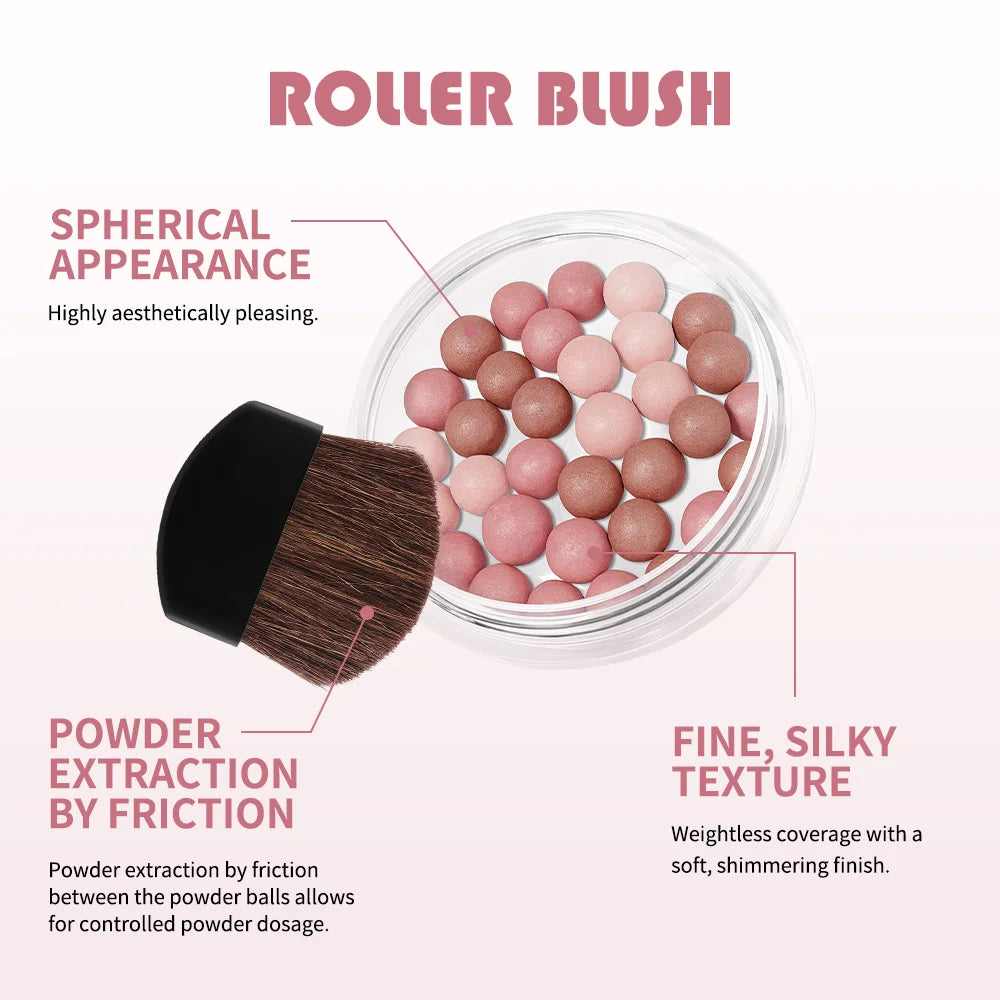 Spherical Powder Bead Blush for Natural Glowing Makeup