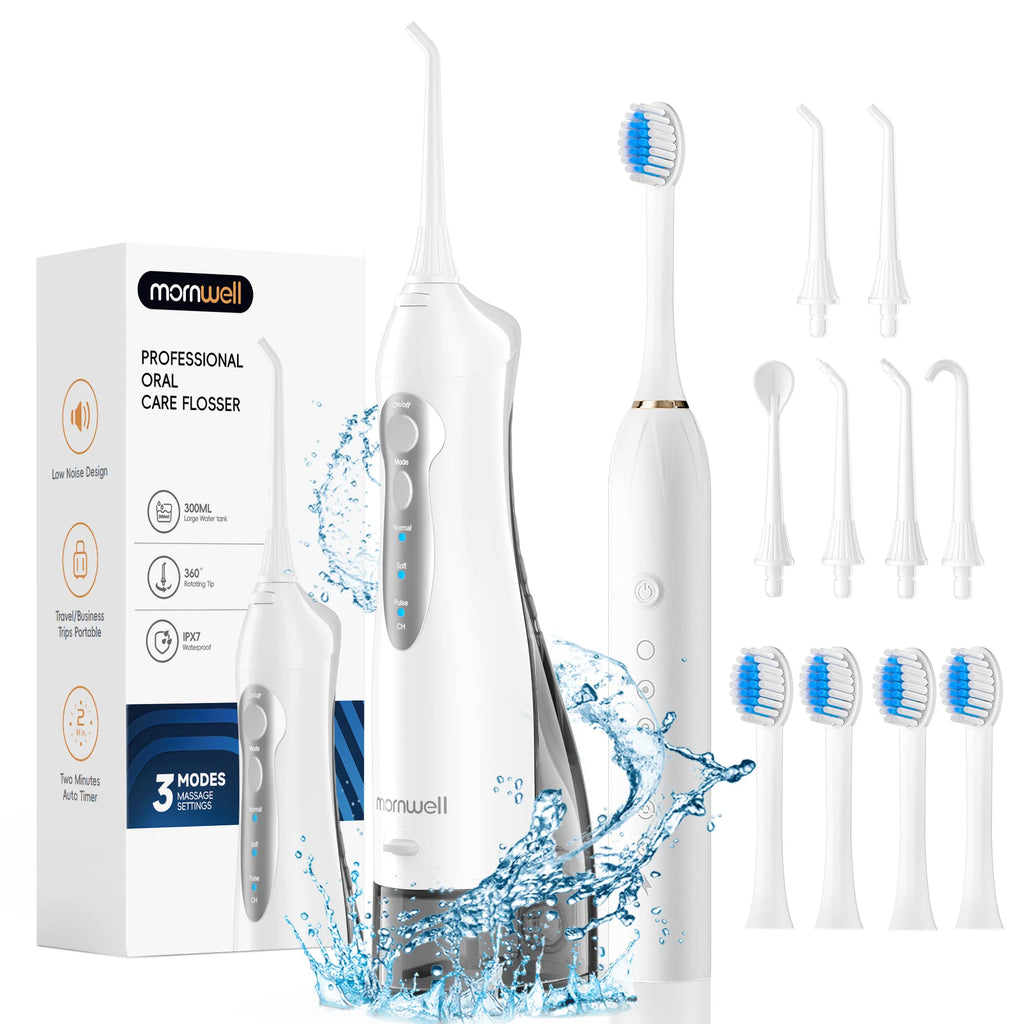 Portable Water Flosser and Sonic Electric Toothbrush Combo Set