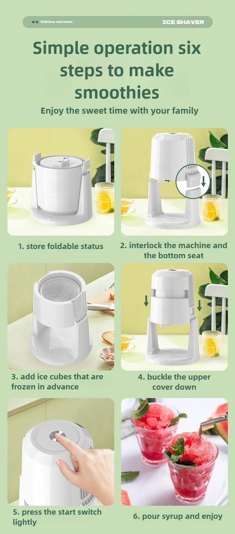 Automatic Electric Ice Shaver for Home Smoothies