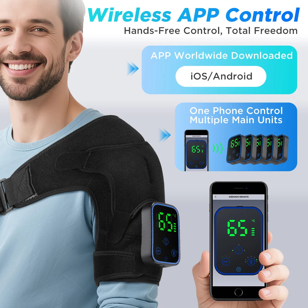 Wireless Heated Shoulder Massager with Vibration and App Control - 8
