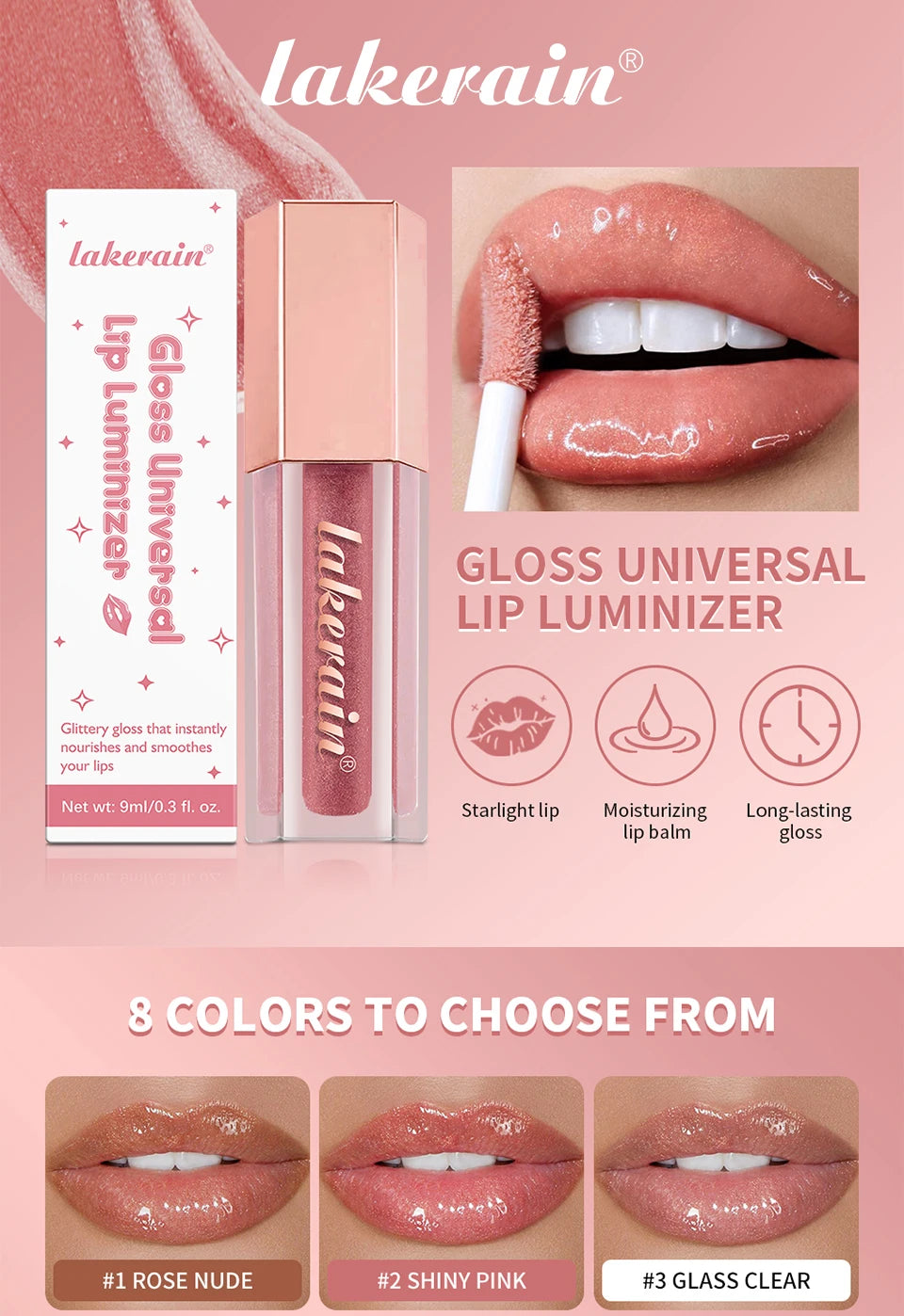 Moisturizing Liquid Glitter Lip Gloss for Plump Lips