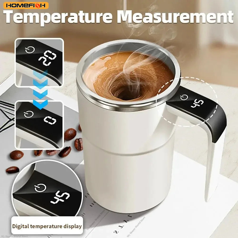 Automatic Magnetic Self-Stirring Coffee Mug with Temperature Display