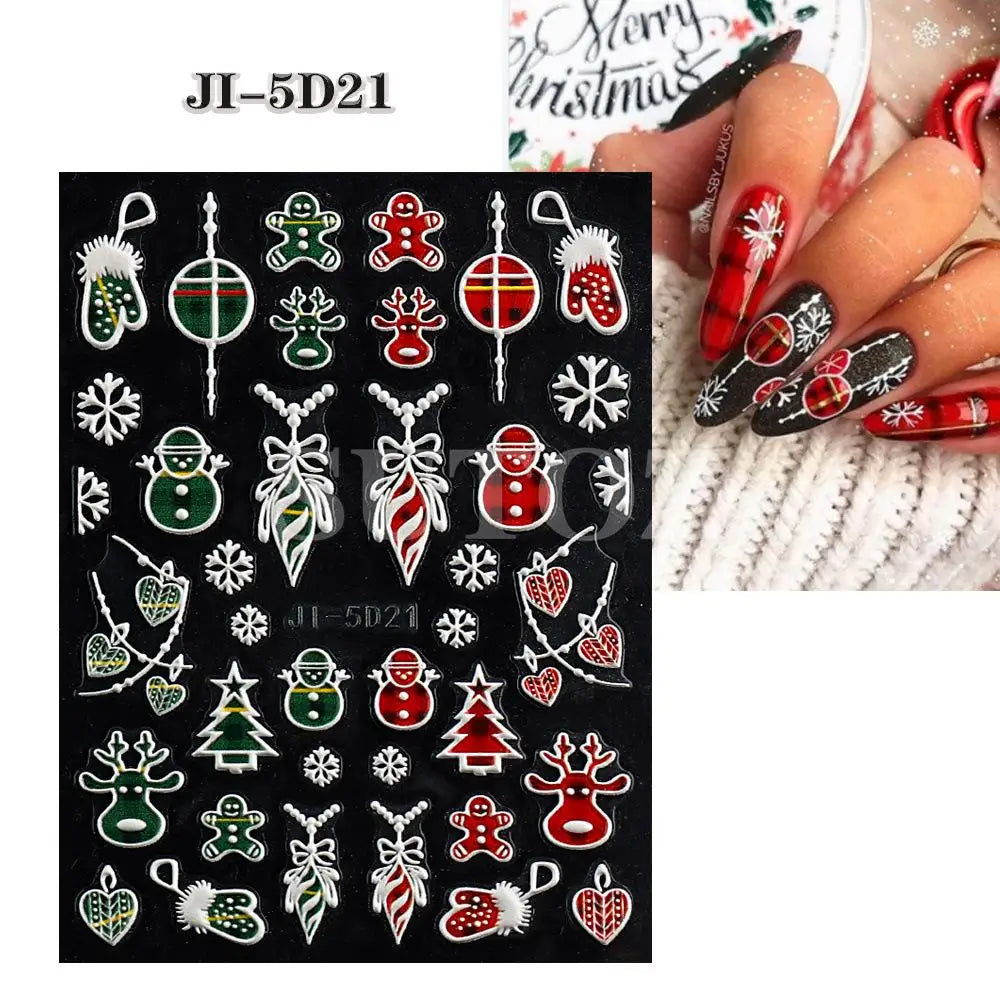 3D Christmas Cartoon Self-Adhesive Nail Art Decal Stickers