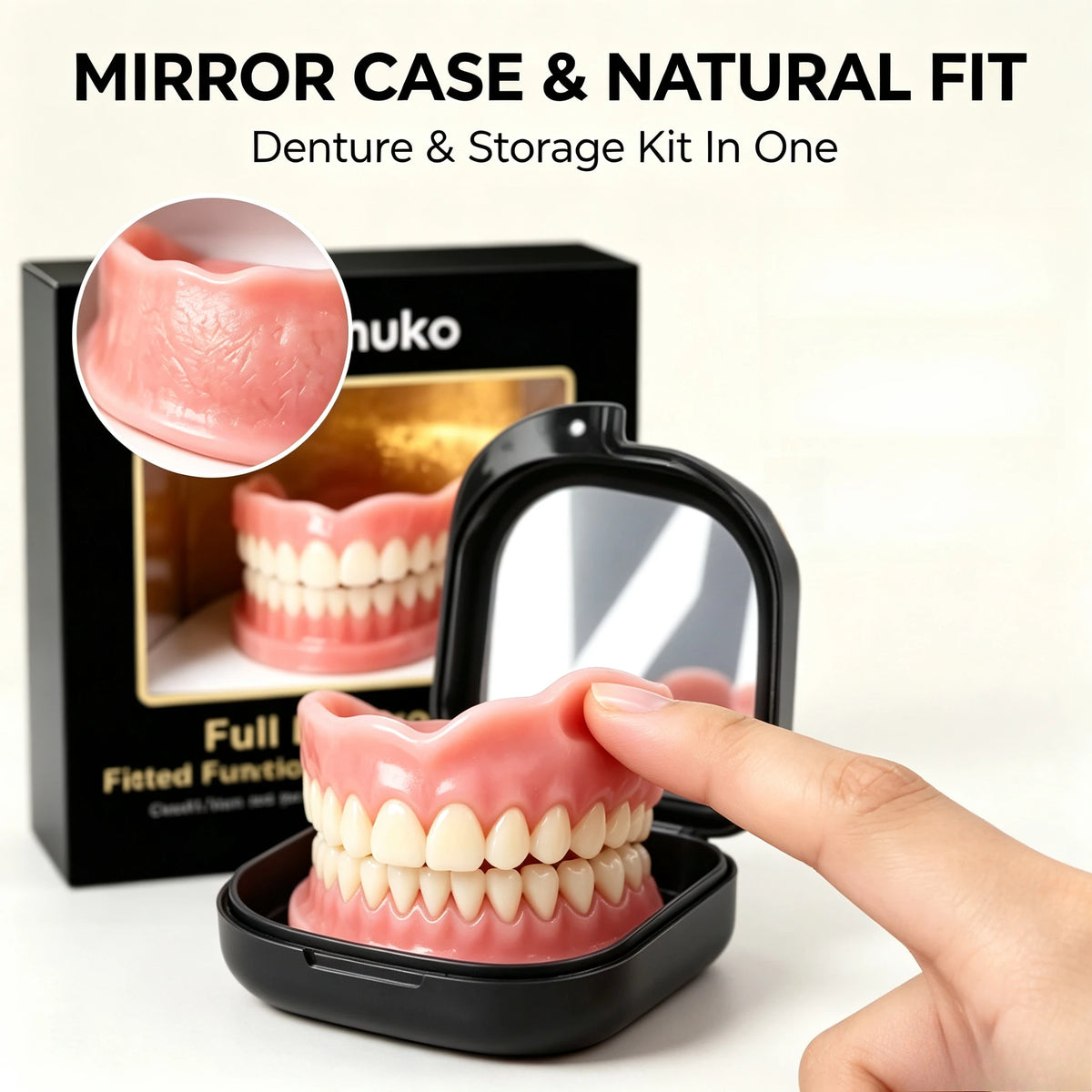 Comfortable Snap-On Dentures with Mirror Storage Case