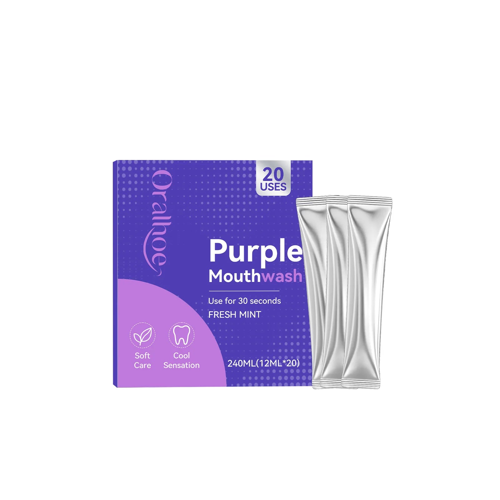 Portable Single-Use Purple Mouthwash Sachets for Fresh Breath - 7