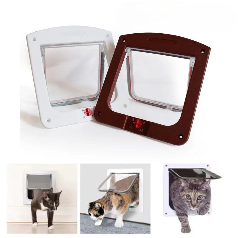 4-Way Locking Cat Flap Door for Small Pets